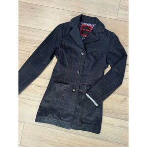 Free People Plaid Lace Duster Coat Jacket Blazer Boho Lace Women’s Trench 2